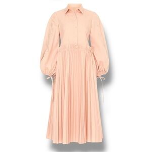 Bibhu Mhapatra Pink Blush Rose Pleated Shirt Midi Dress - Size 12